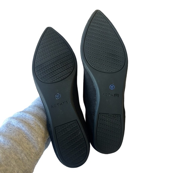 Rothy's The Classic Point Solid Shoe Flat Slip On Black with Blue Halo - Picture 6 of 8